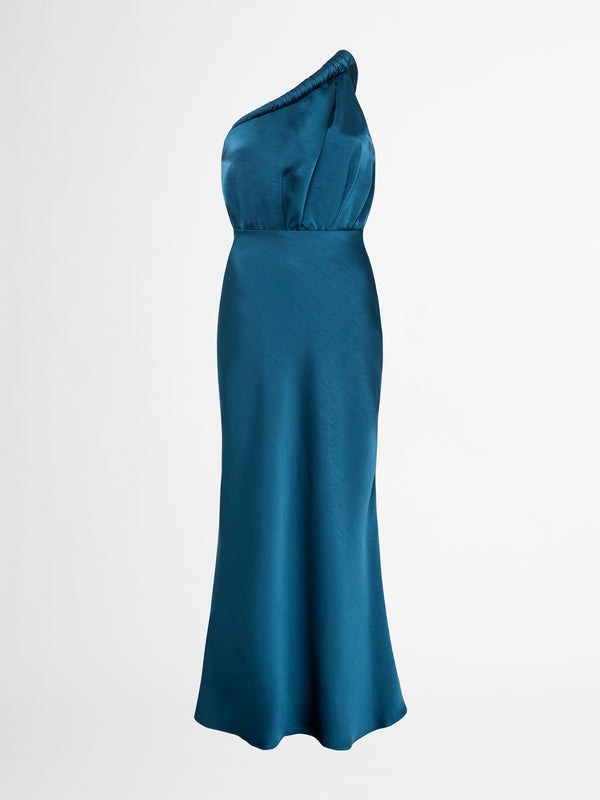 NAOMI ONE SHOULDER MAXI DRESS IN BLUE GHOST IMAGE