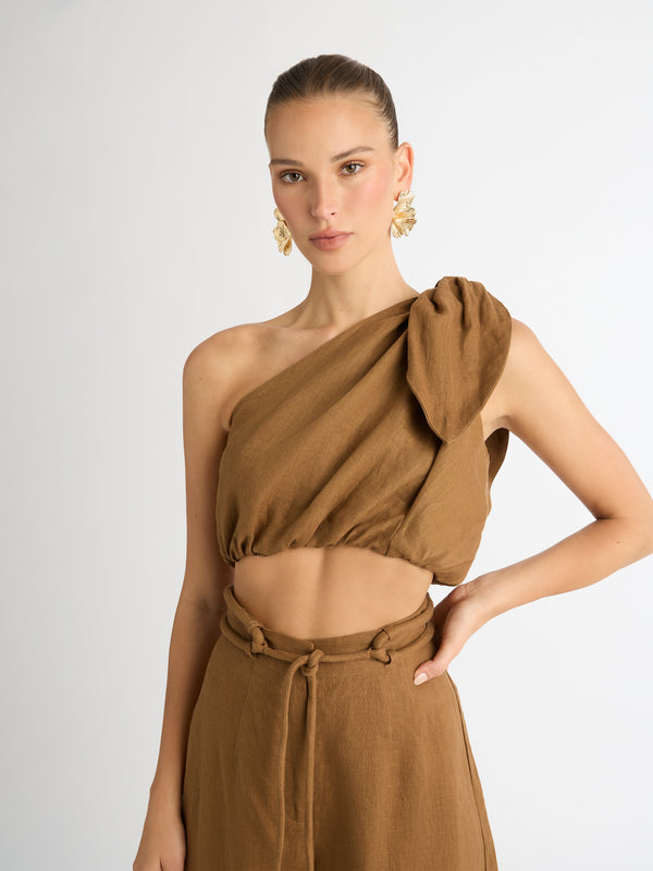 Size8 SHEIKE Mia Linen Top Brown 1005734 Front Image