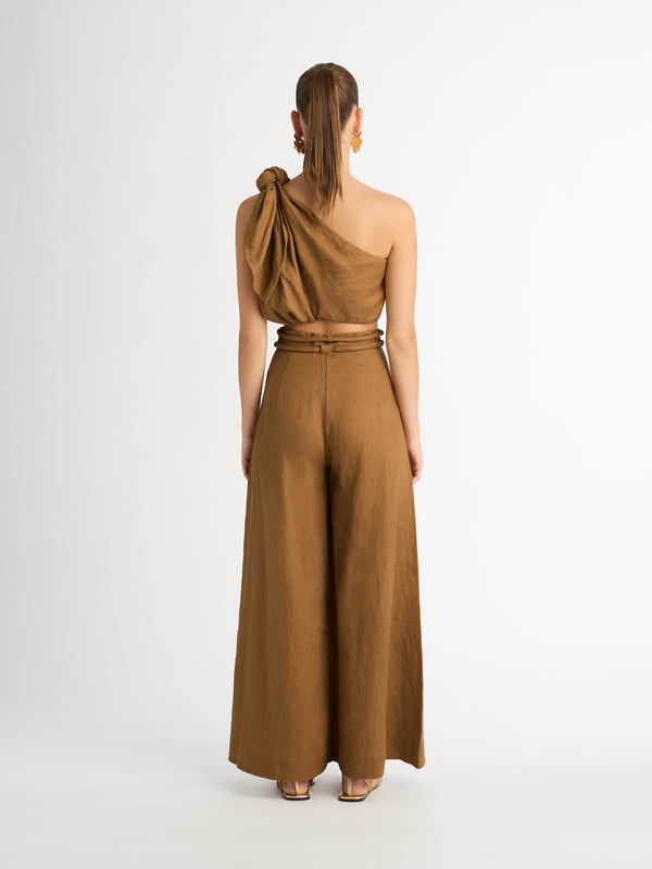 SHEIKE Mia Linen Top Brown 1005734 Back Image