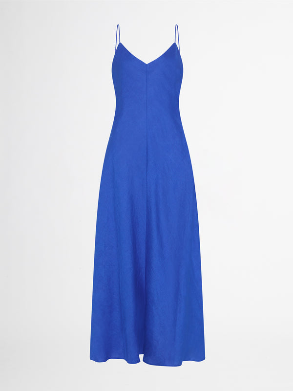 SIA LINEN DRESS IN COBLAT BLUE GHOST IMAGE