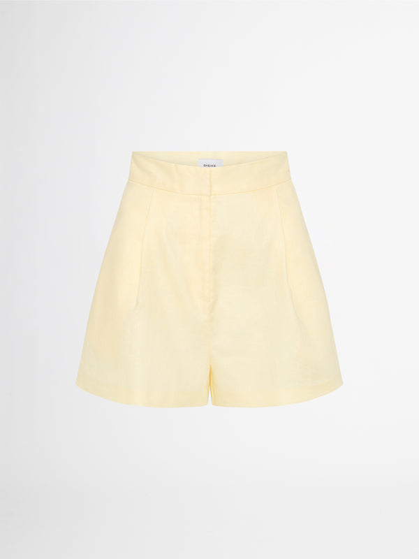 MILA LINEN SHORT IN BUTTER YELLOW GHOST IMAGE