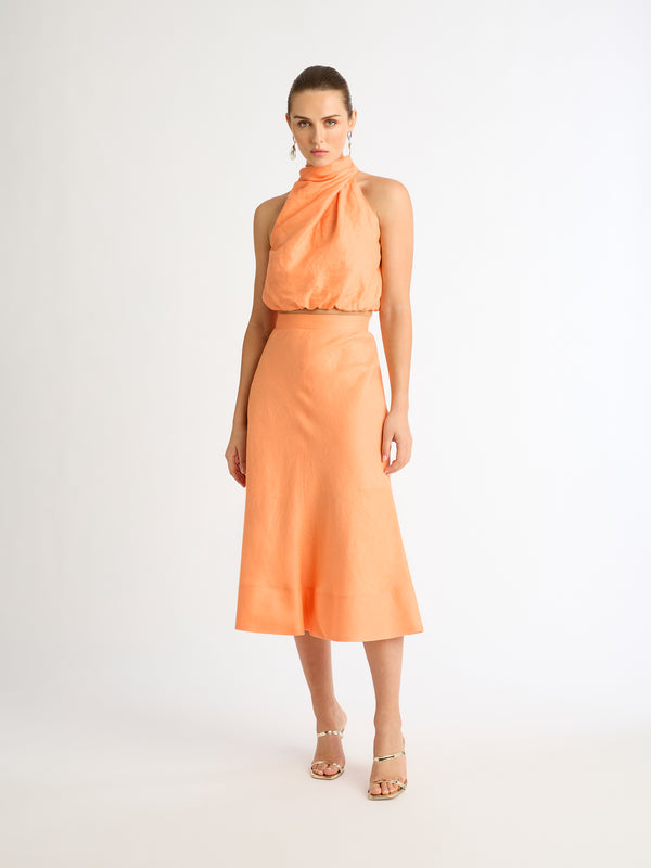 ECLIPSE SKIRT IN APRICOT FRONT SHOT