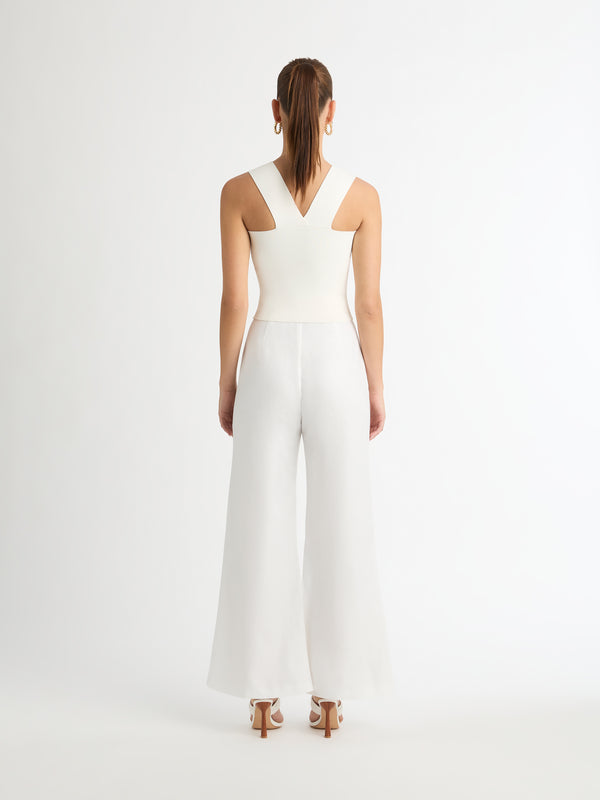 AMALFI LONGLINE KNIT TOP IN WHITE BACK SHOT