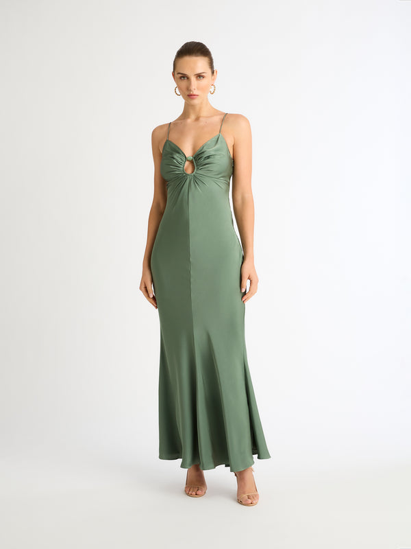 MAGNOLIA MAXI DRESS IN SAGE FRONT IMAGE