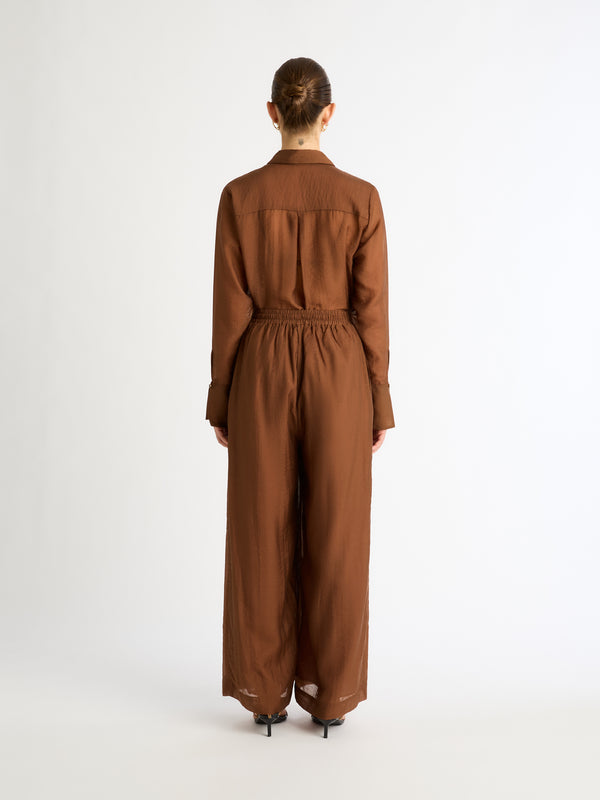 COURTNEY WIDE LEG PANT IN CHOCOLATE BACK SHOT 