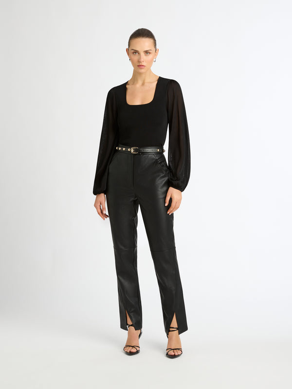 JAMIE FAUX LEATHER PANT IN BLACK FRONT IMAGE