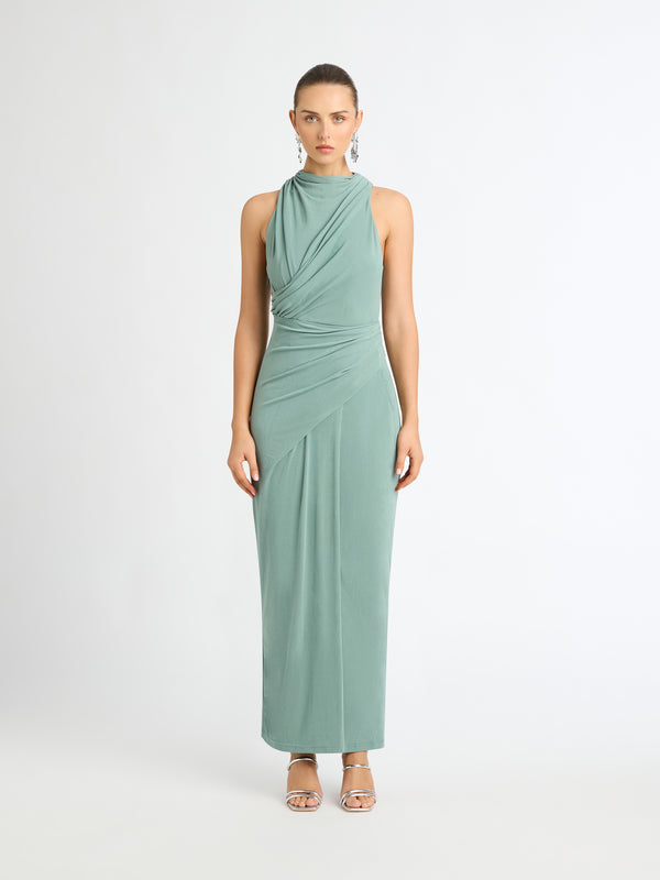 SOFIA MAXI DRESS IN SAGE FRONT IMAGE