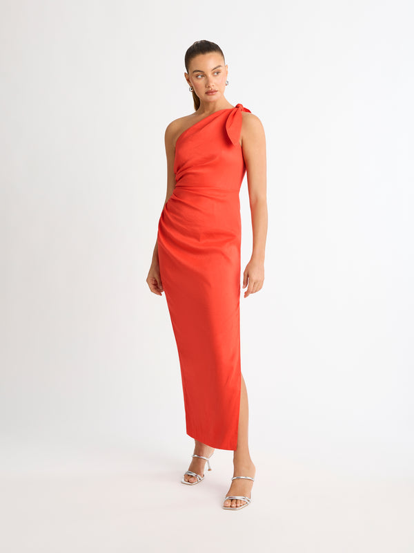 KENNEDY MIDI DRESS IN RED FRONT IMAGE