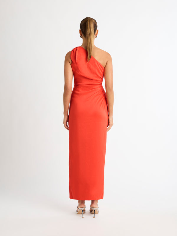 KENNEDY MIDI DRESS IN RED BACK IMAGE