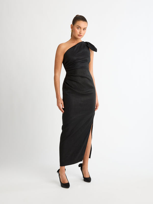 KENNEDY MIDI DRESS IN BLACK FRONT IMAGE