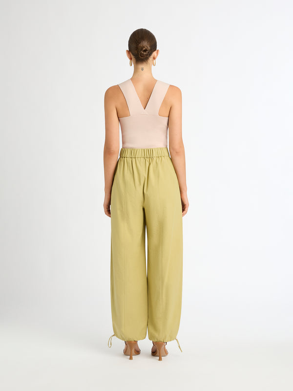 HAYES PANT IN MOSS GREEN BACK IMAGE