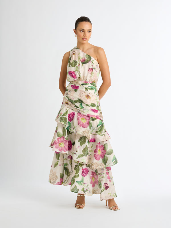 EMILIA TIERED DRESS FLORAL FRONT IMAGE STYLED