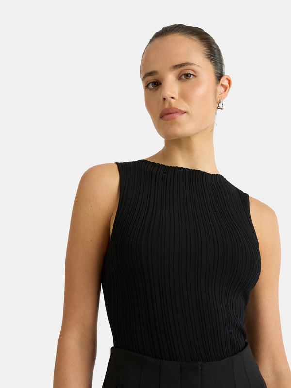 BYRON KNIT TOP IN BLACK DETAIL IMAGE