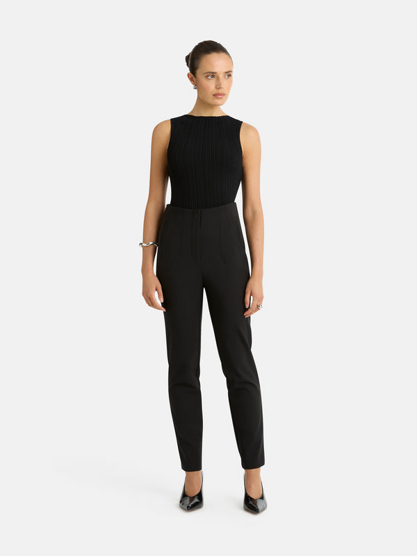 BYRON KNIT TOP IN BLACK FRONT IMAGE STYLED