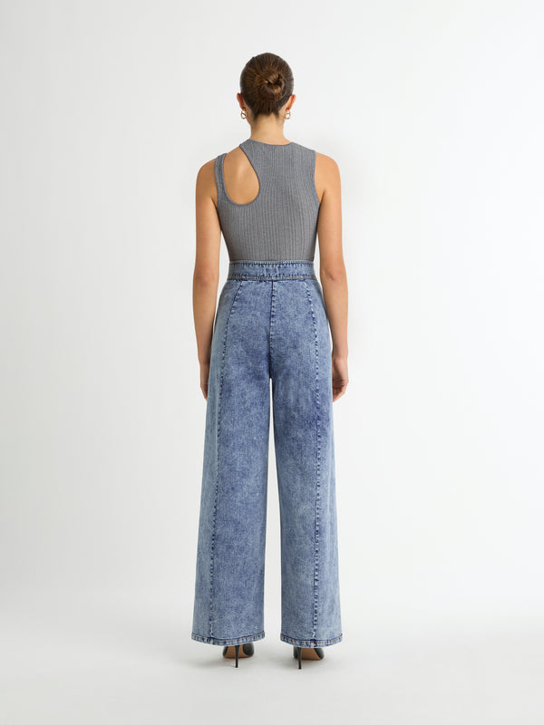 CAMILLE TOP IN CHARCOAL MARLE BACK IMAGE STYLED