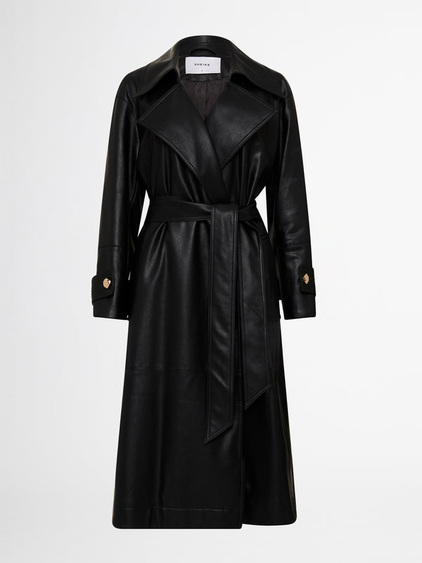 RAPTURE PU TRENCH IN BLACK GHOST IMAGE