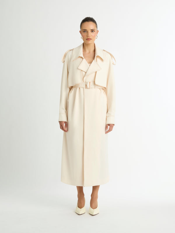 JADE TRENCH IN CREAM FRONT IMAGE