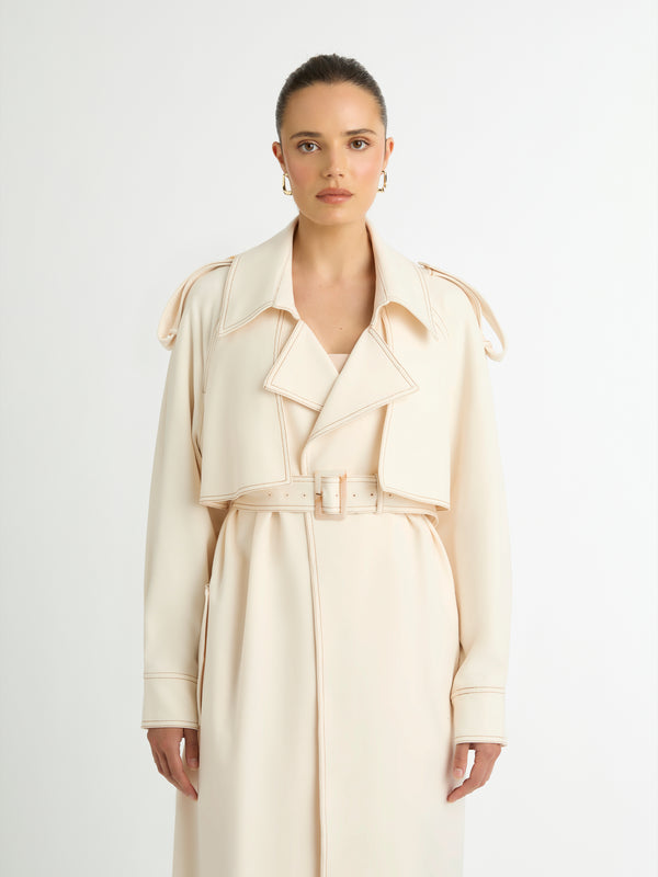 JADE TRENCH IN CREAM DETAIL IMAGE
