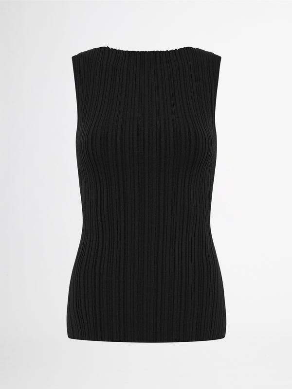 BYRON KNIT TOP IN BLACK GHOST IMAGE