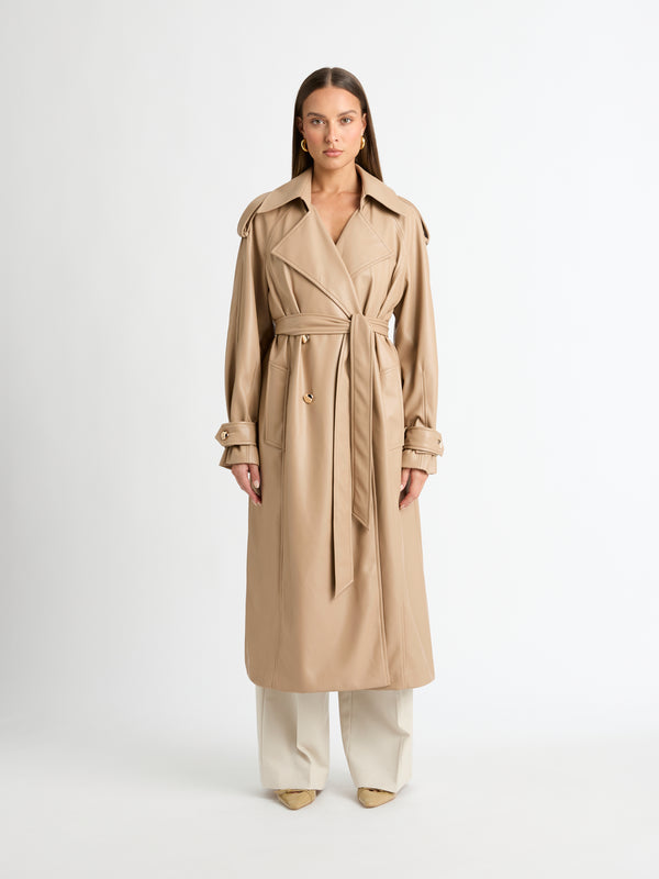 SOLAR TRENCH COAT ALMOND FRONT IMAGE