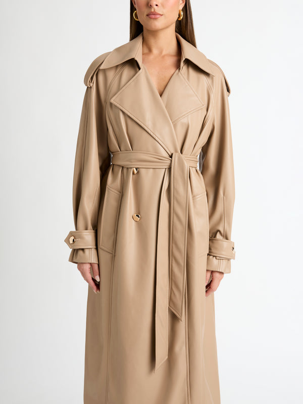 SOLAR TRENCH COAT ALMOND DETAIL IMAGE