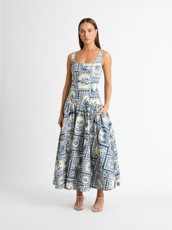 BERMUDA POST MAXI DRESS FRONT IMAGE STYLED