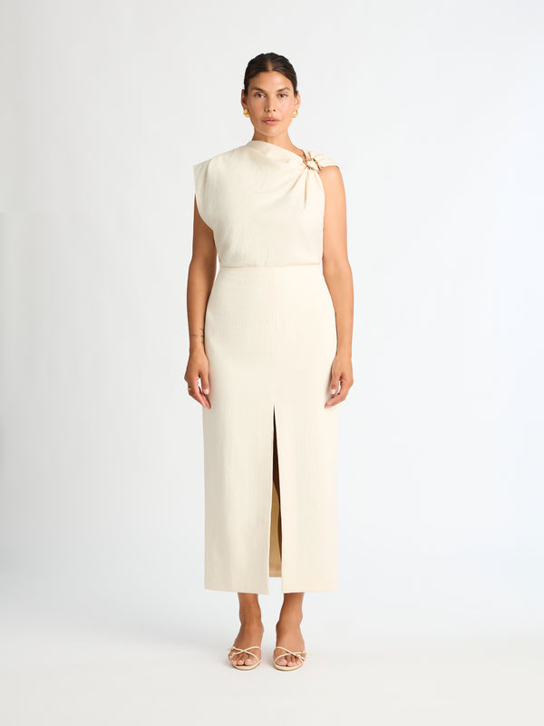 LORETTA TOP, front view on size 12 model