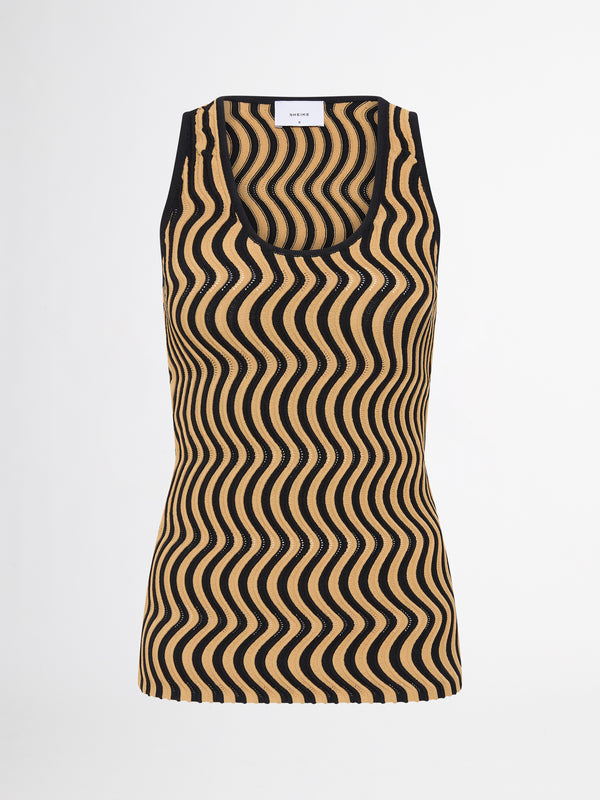 SHEIKE Wavy Knit Top Tan 1007101 Ghost Image