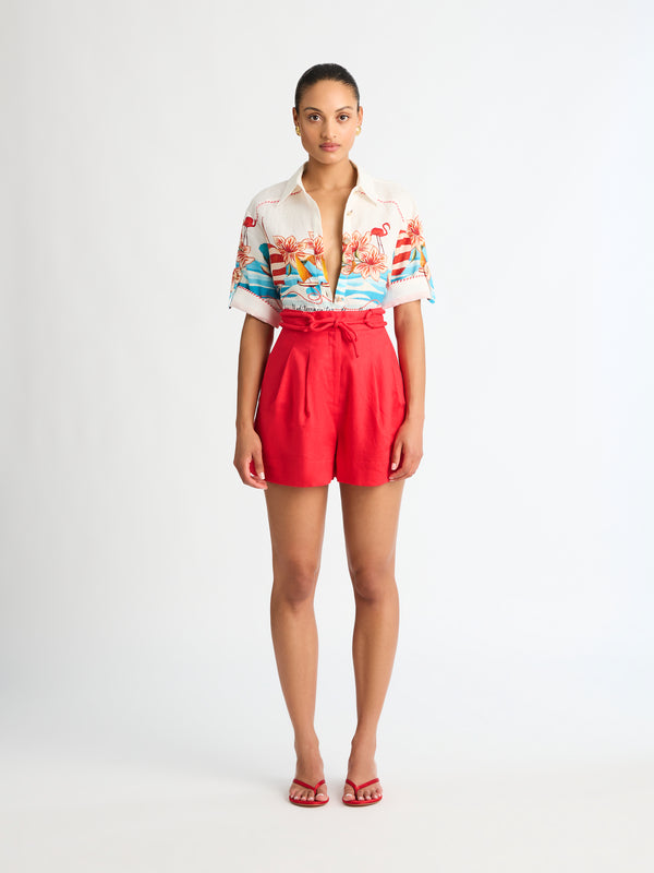 SHEIKE Mia Linen Short Red 1007256 Front Image Styled