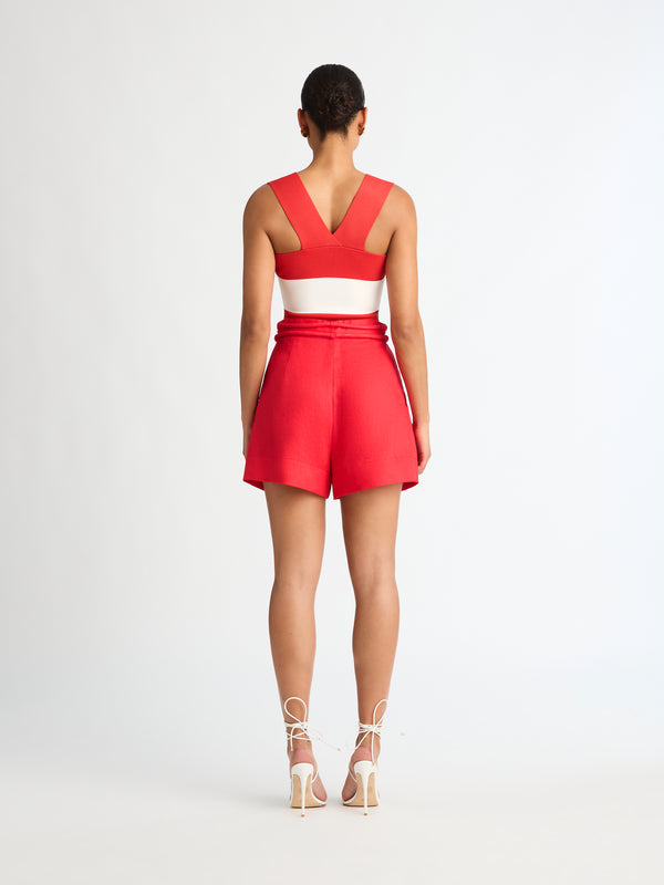 SHEIKE Mia Linen Short Red 1007256 Back Image