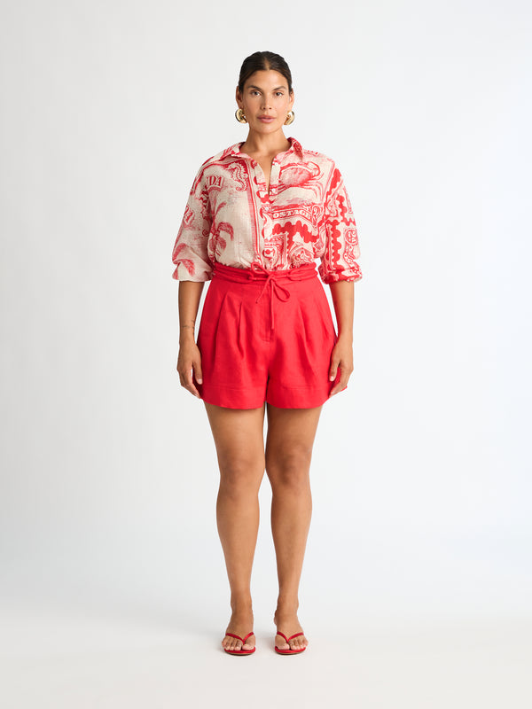 Size12 SHEIKE Mia Linen Short Red 1007256 Front Image