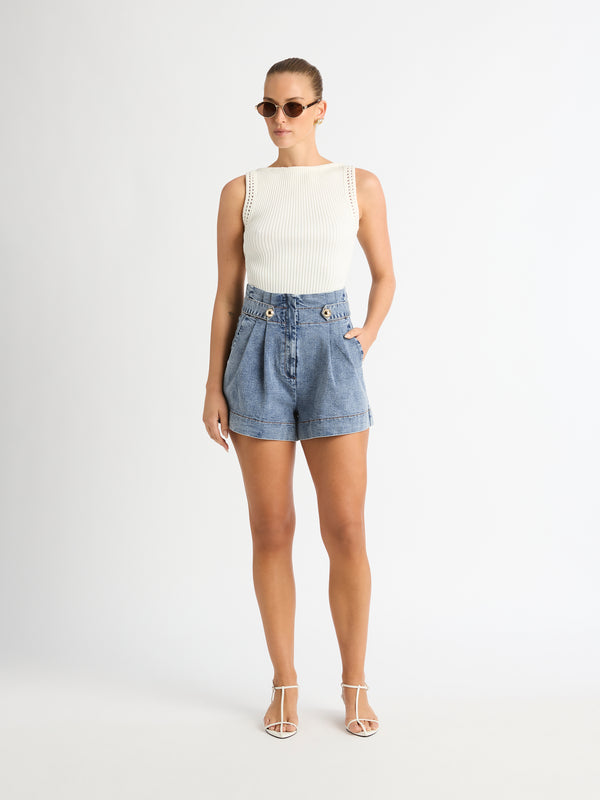 BLAIRE SHORT, front view on size 8 model