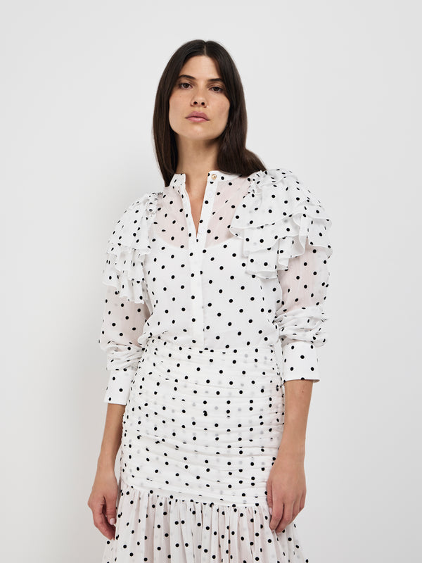 DANICA SHIRT, close-up detail on size 8 model