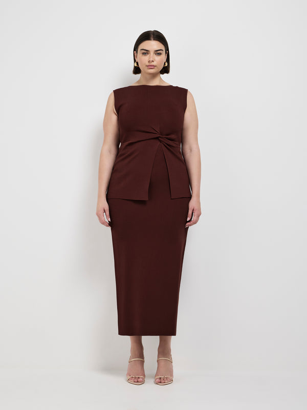 Size16 SHEIKE Maci Knit Skirt Brown 1007381 Front Image