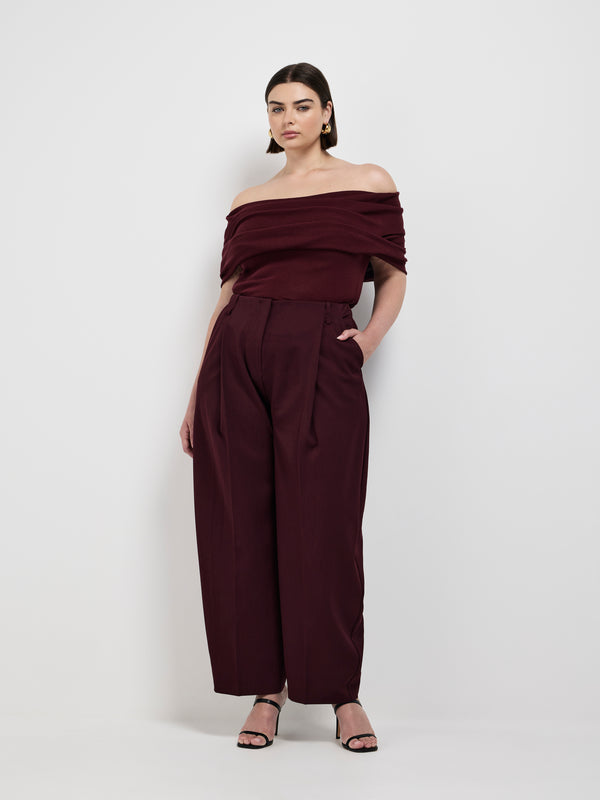 Size16 SHEIKE Desiree Knit Top Wine 1007369 Front Image