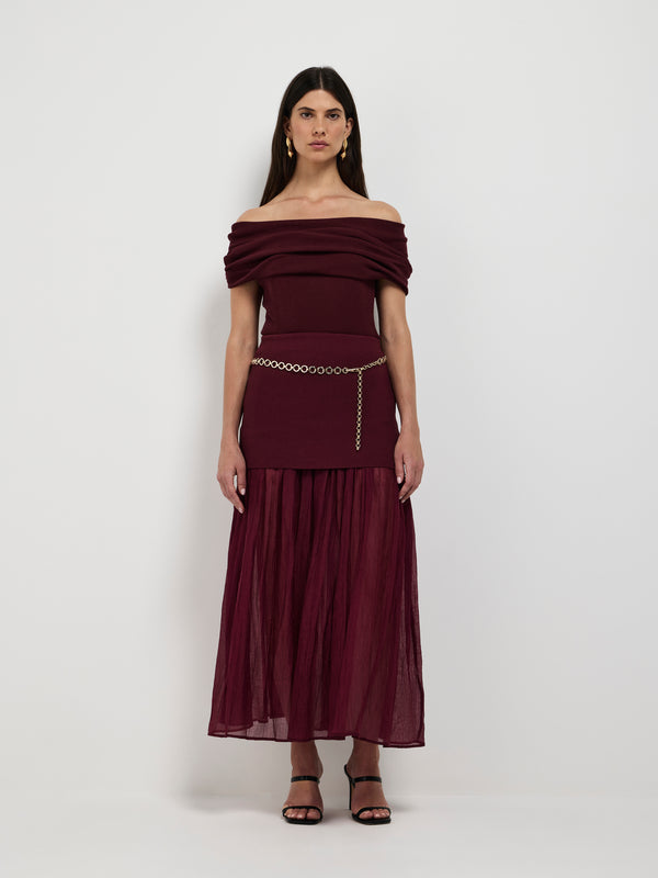 SHEIKE Desiree Knit Top Wine 1007369 Front Image