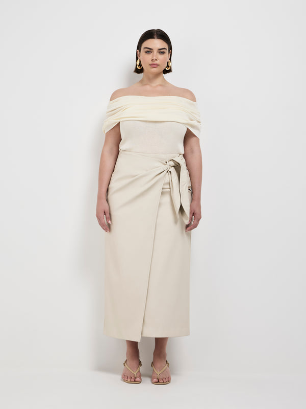 Size16 SHEIKE Desiree Knit Top Ecru 1007370 Front Image