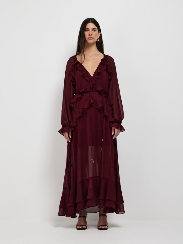 Size8 SHEIKE Clara Maxi Dress Burgundy 1007385 Front Image