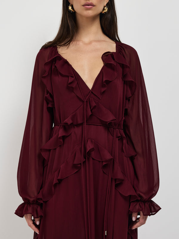 SHEIKE Clara Maxi Dress Burgundy 1007385 Detail Image