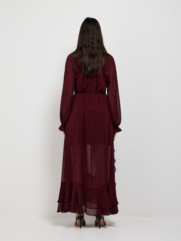SHEIKE Clara Maxi Dress Burgundy 1007385 Back Image