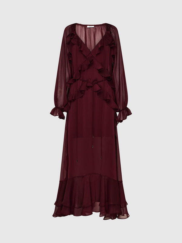 SHEIKE Clara Maxi Dress Burgundy 1007385 Ghost Image