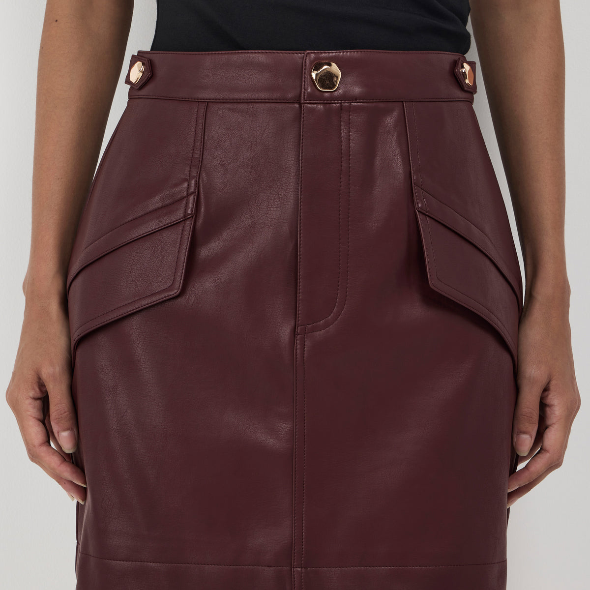 Leather Skirt Maroon Skirt With Buttons Down Front Monica Skirt