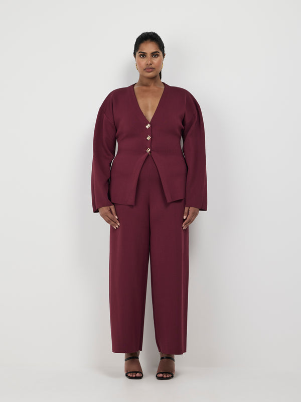 Size16 SHEIKE Bailey Knit Pant Burgundy 1007491 Front Image