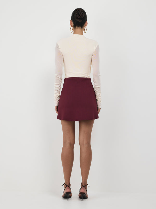 SHEIKE Bailey Knit Mini Skirt Burgundy 1007492 Back Image