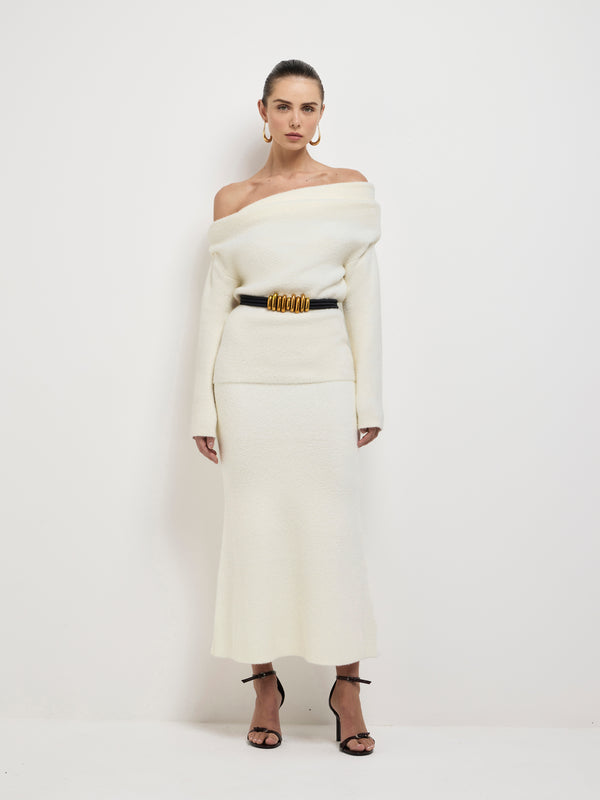 SHEIKE Phoenix Knit Top Ecru 1007537 Front Styled Image