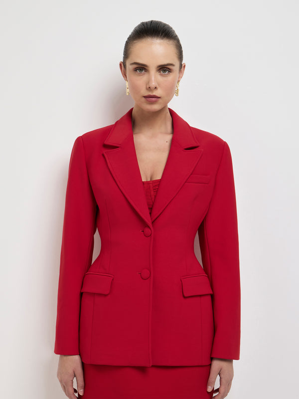 NOUR BLAZER, close-up detail on size 8 model