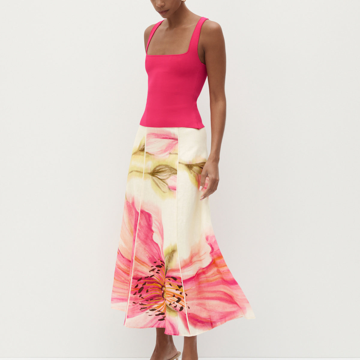 Fall Poppies Midi Skirt