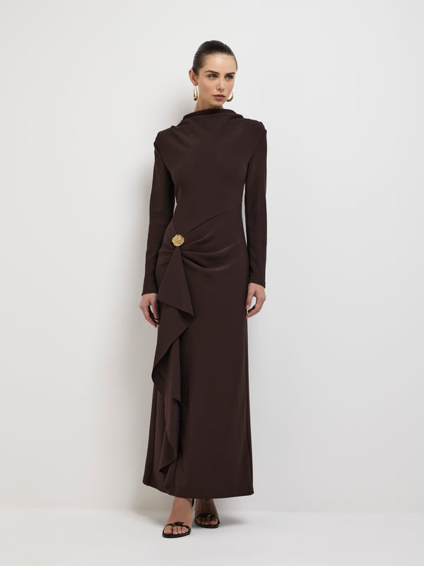 Size8 SHEIKE Alicia Maxi Dress Mocha 1007662 Front Image