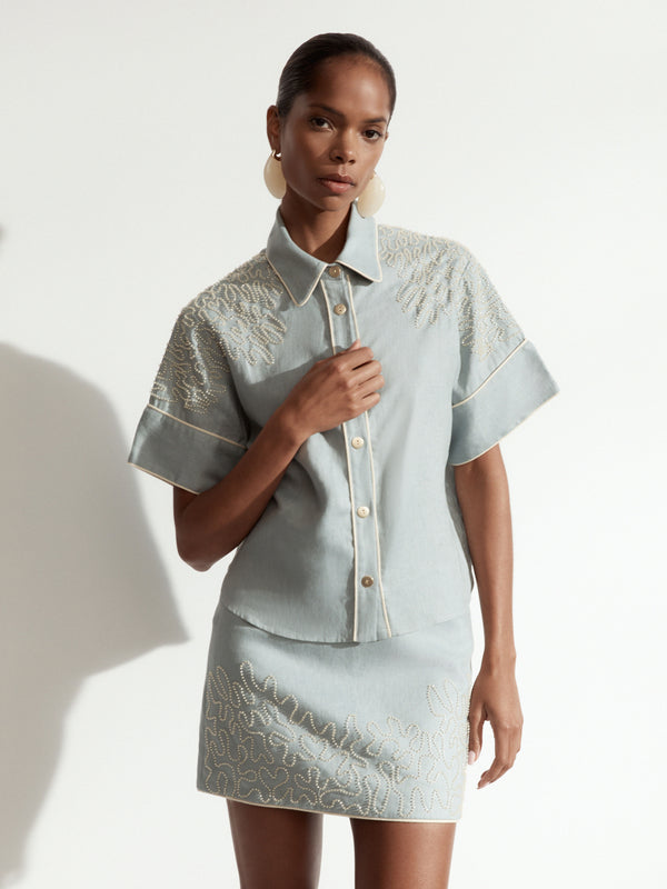 SHEIKE Romy Beaded Skirt Blue 1008080 Campaign Image