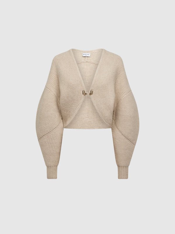 SHEIKE Camille Crop Cardi Oatmeal 1007678 Ghost Image